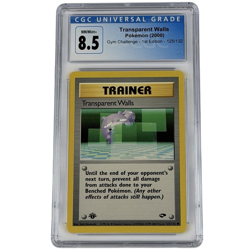 Pokemon Transparent Walls 125/132 1st Ed CGC 8.5 Blue Label 2000 Gym Challenge